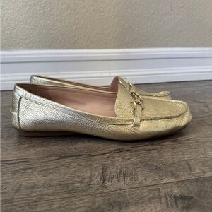 Kate Spade Gold Leather Bernice Loafers Size 10
